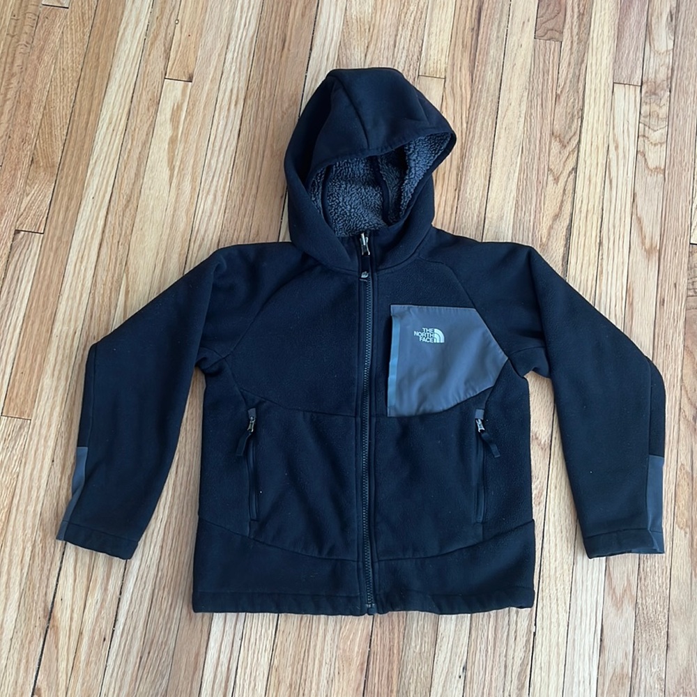 North Face Black and grey Sherpa lined fleece hoodie size small gender neutral